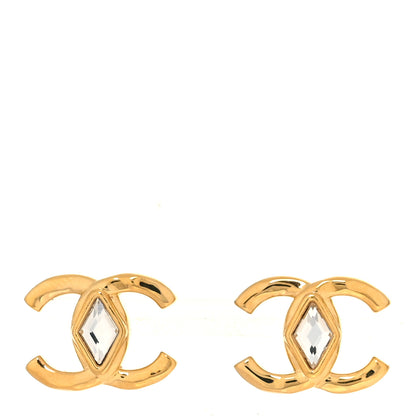 Chanel Metal Crystal CC Marquise Earrings Gold 1 of 5