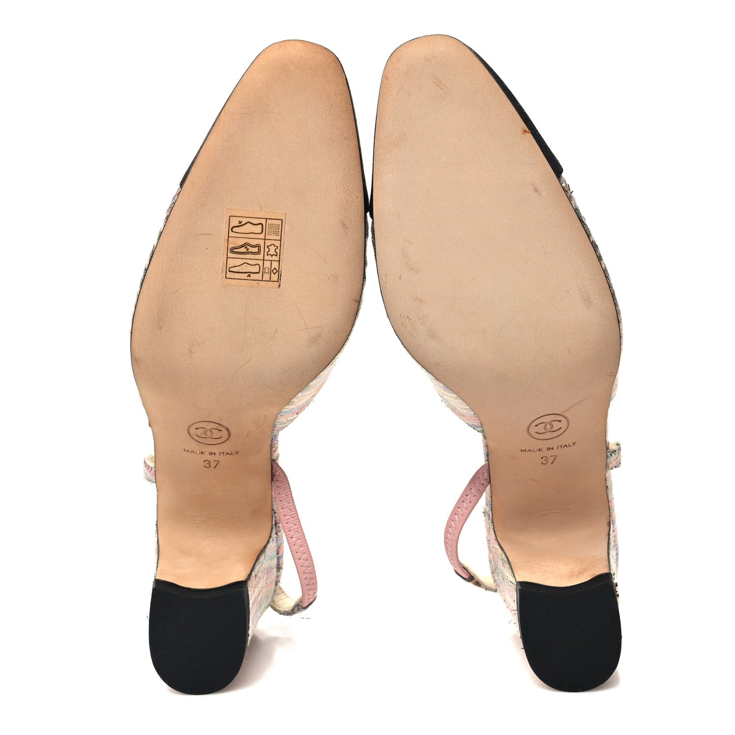 Tweed Grosgrain Cap Toe CC Slingback Pumps 37 Iridescent Multicolor Black