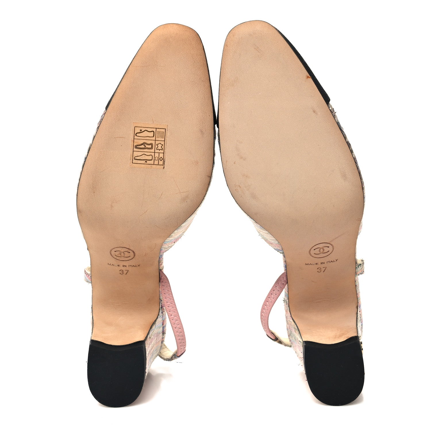 Chanel Tweed Grosgrain Cap Toe CC Slingback Pumps 37 Iridescent Multicolor Black 5 of 8