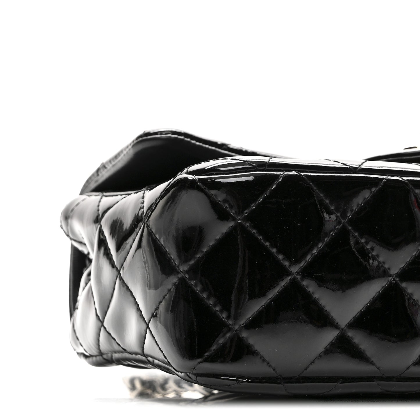Patent Calfskin Quilted Mini Rectangular Flap Black