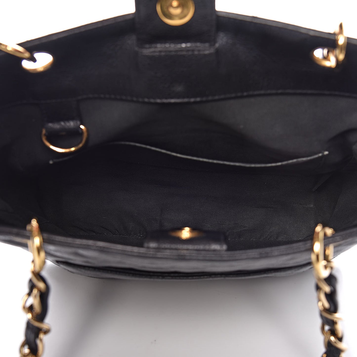 Caviar Quilted Petit Shopping Tote PST Black