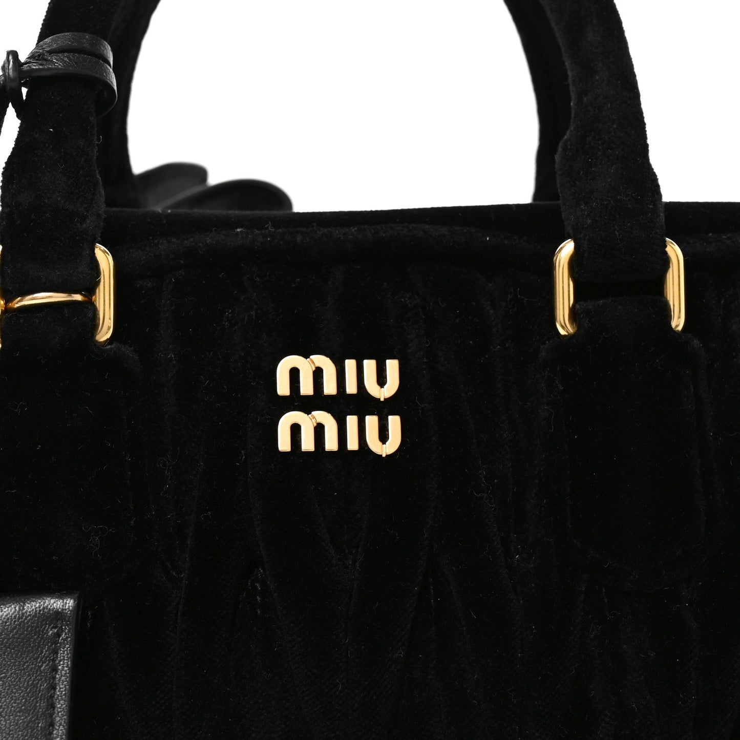Velvet Matelasse Regular Arcadie Top Handle Bag Black