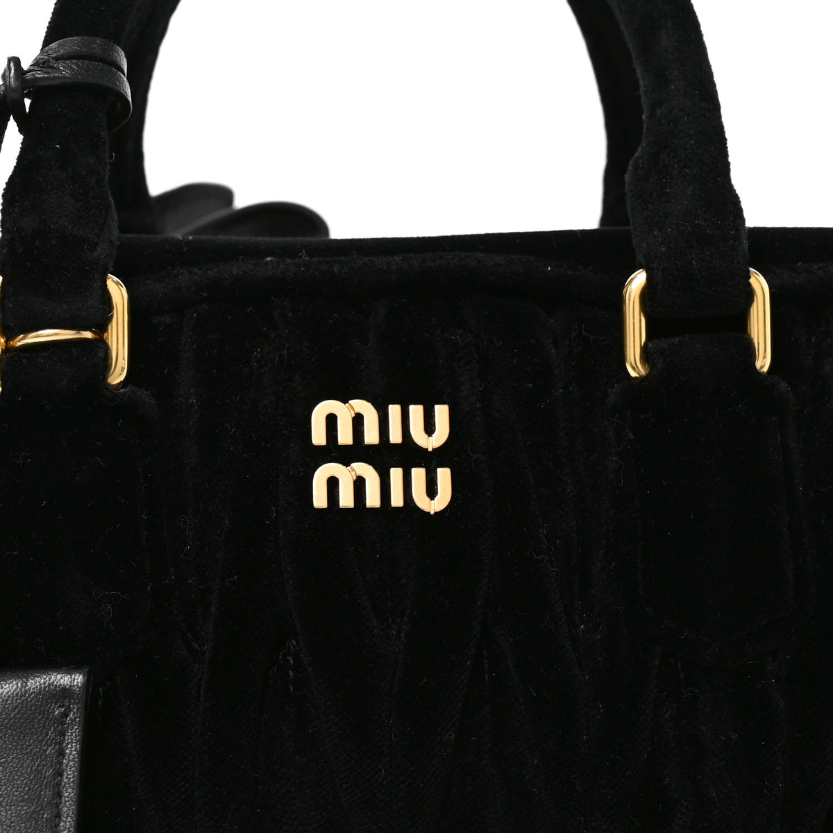 Miu Miu Velvet Matelasse Regular Arcadie Top Handle Bag Black 6 of 8