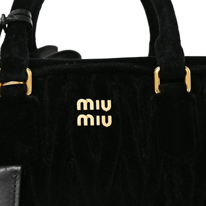 Miu Miu Velvet Matelasse Regular Arcadie Top Handle Bag Black 6 of 8
