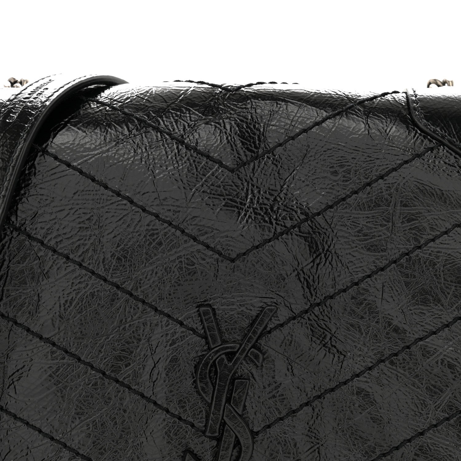 Saint Laurent SAINT LAURENT Crinkled Calfskin Matelasse Monogram Niki Chain Wallet Black 8 of 10
