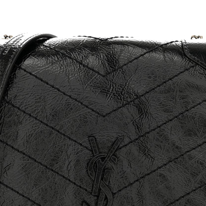 Saint Laurent SAINT LAURENT Crinkled Calfskin Matelasse Monogram Niki Chain Wallet Black 8 of 10