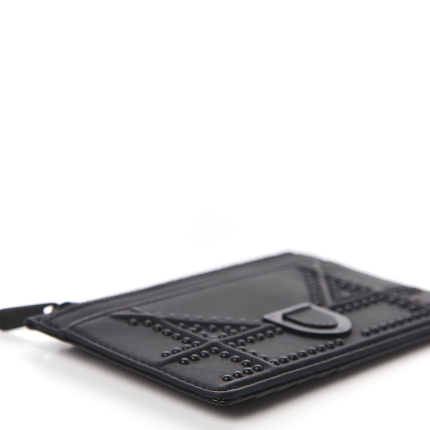 Ultra Matte Calfskin Studded Diorama Card Holder Black