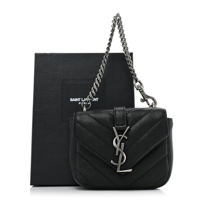 Saint Laurent Sheepskin Matelasse Chevron Monogram Mini College Bag Black 10 of 10