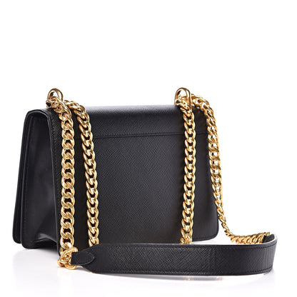 Prada Saffiano Soft Calfskin Chain Crossbody Bag Black 2 of 9