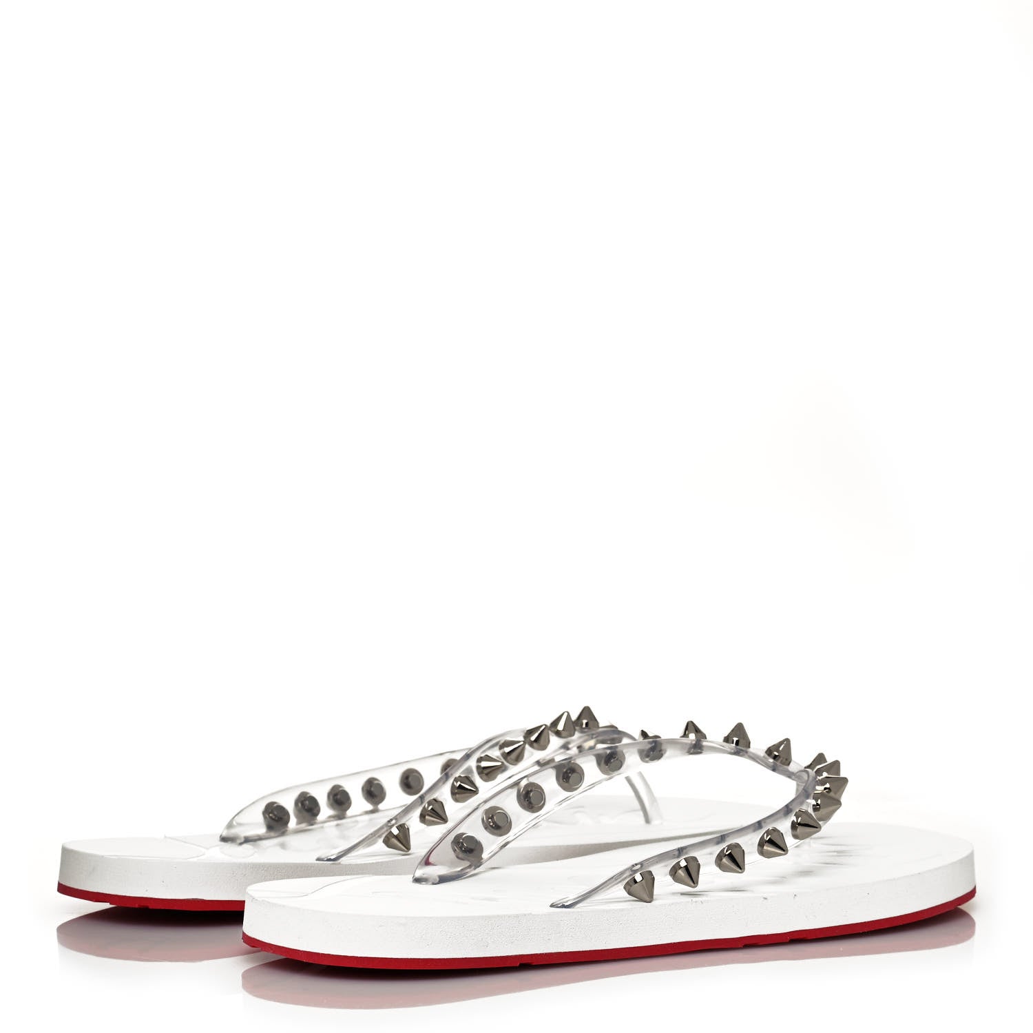 Christian Louboutin Rubber Spike Loubi Donna Flip Flop 39 Transparent White 4 of 8