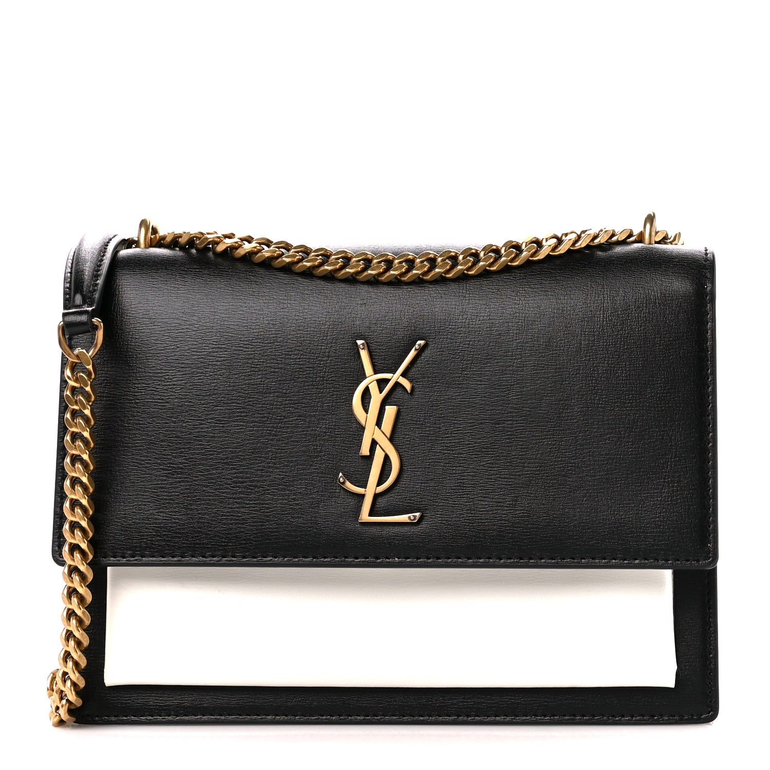 Saint Laurent Calfskin Bi-Color Medium Monogram Sunset Black Pearl White 1 of 11