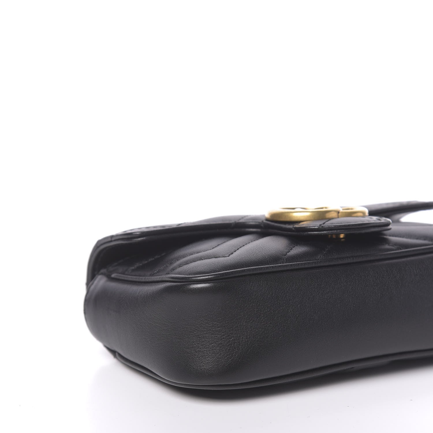 Gucci Calfskin Matelasse Super Mini GG Marmont Shoulder Bag Black 8 of 11