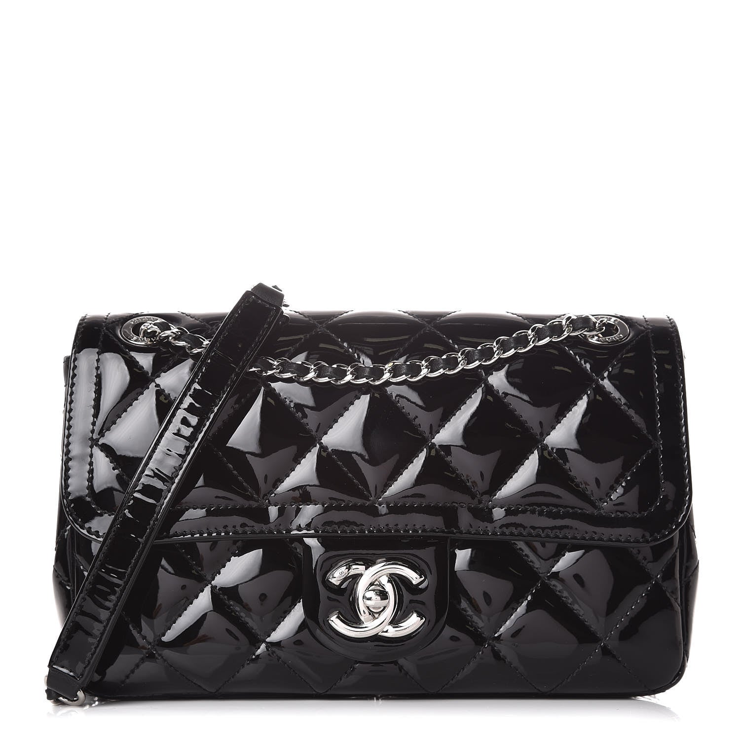 Chanel Patent Quilted Small Coco Shine Flap Black 1 of 11