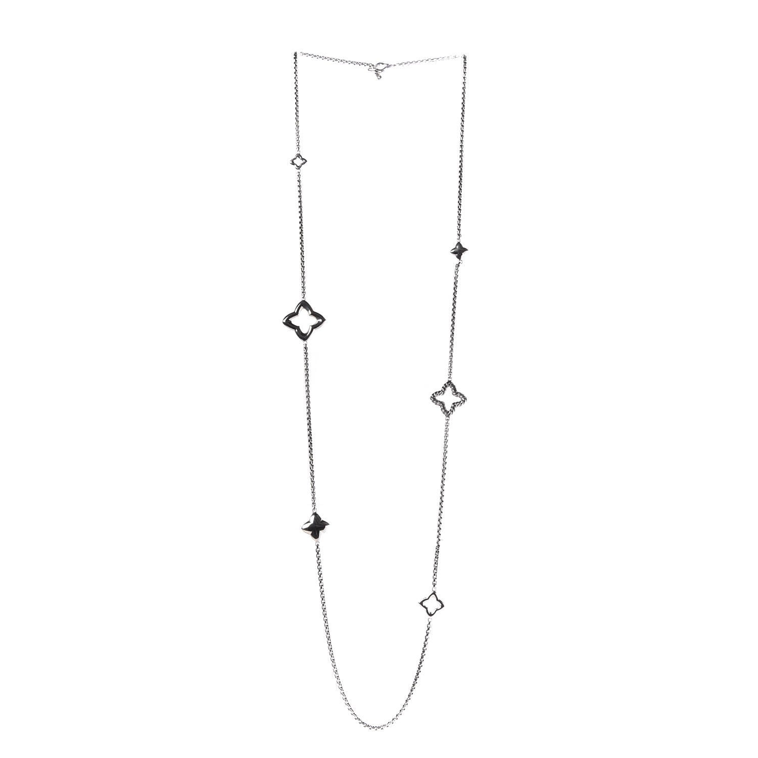 David Yurman Sterling Silver 25mm Quatrefoil Chain Necklace 3 of 8