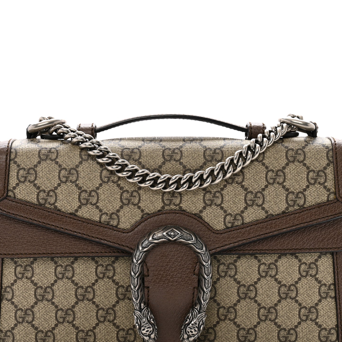 GG Supreme Monogram Textured Dollar Calfskin Top Handle Dionysus Shoulder Bag Beige Ebony New Acero