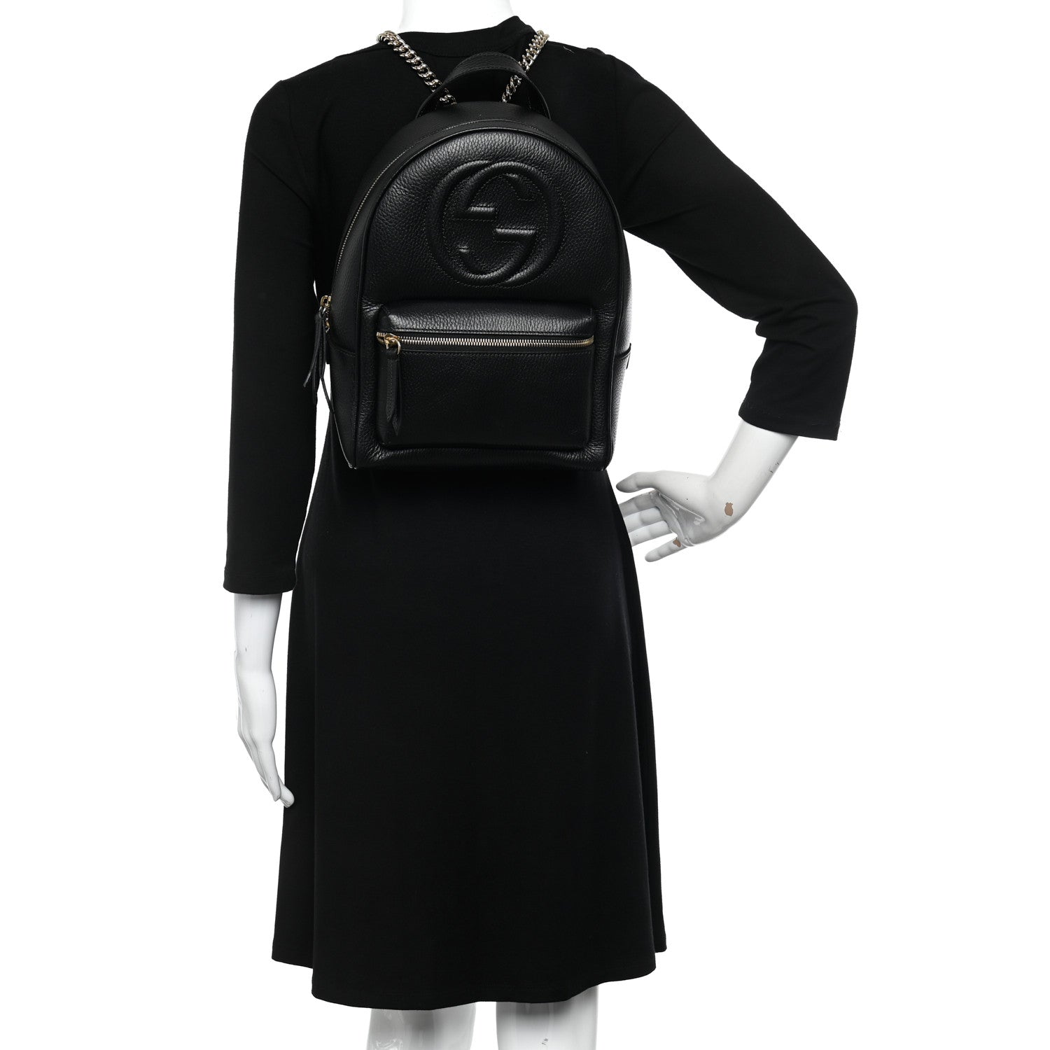 Gucci Pebbled Calfskin Soho Chain Backpack Black 2 of 9