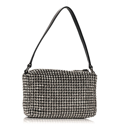 Alexander Wang Mesh Crystal Rhinestone Mini Heiress Pouch Black Silver 3 of 11