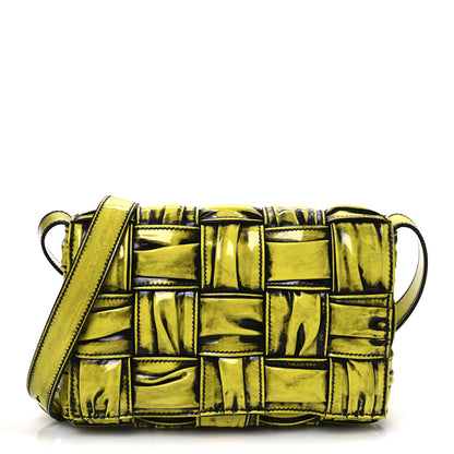 Bottega Veneta Patent Maxi Intrecciato Padded Cassette Crossbody Bag New Chartreuse Black 1 of 11