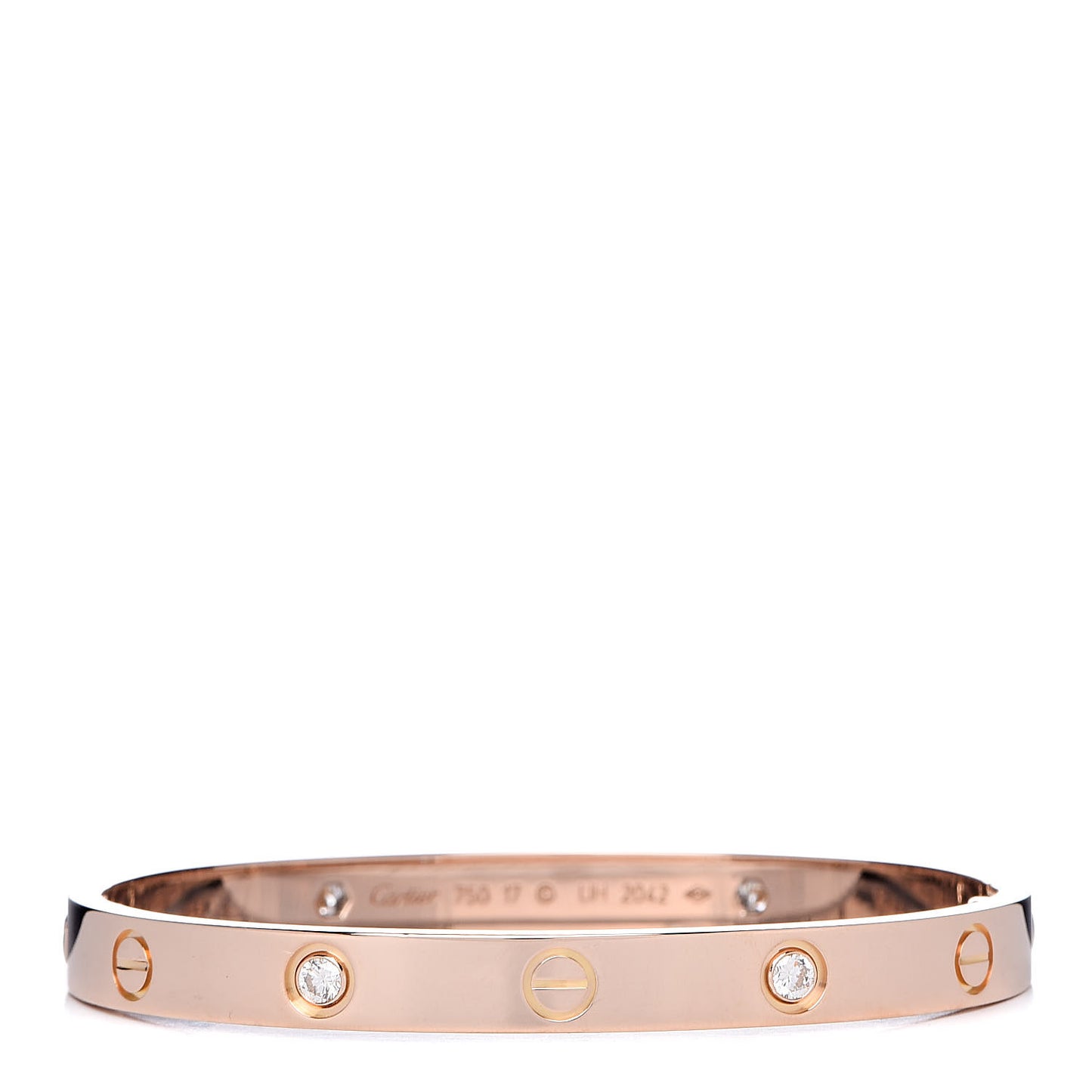 18K Pink Gold 4 Diamond LOVE Bracelet 17