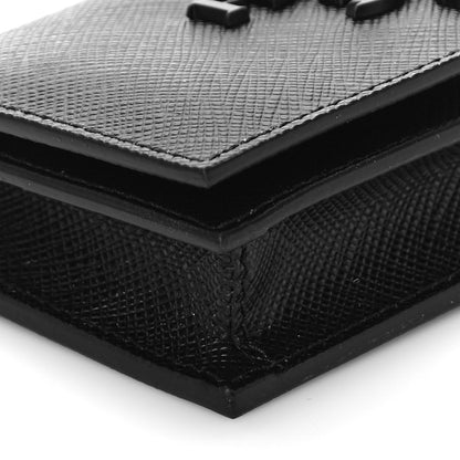 Prada Saffiano Shine Monochrome Metal Business Card Holder Black 8 of 10