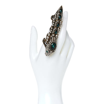 Gucci Metal Crystal Snake Finger Ring Aged Gold 2 of 5