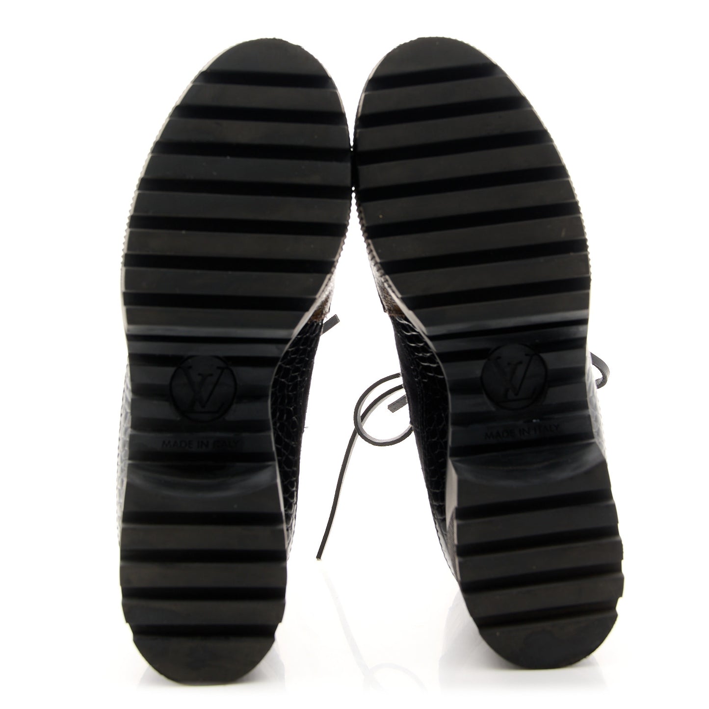 Suede Calfskin Crocodile Embossed Patent Monogram Laureate Platform Desert Boots 35 Black