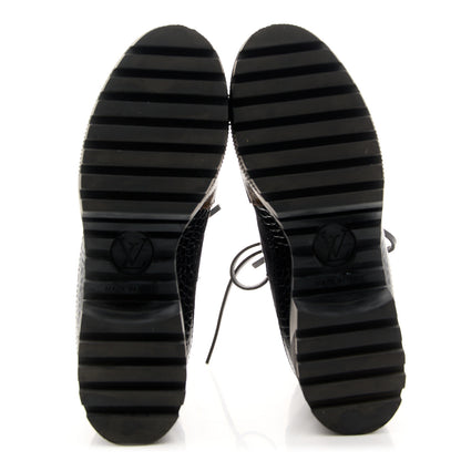 Louis Vuitton Suede Calfskin Crocodile Embossed Patent Monogram Laureate Platform Desert Boots 35 Black 7 of 10