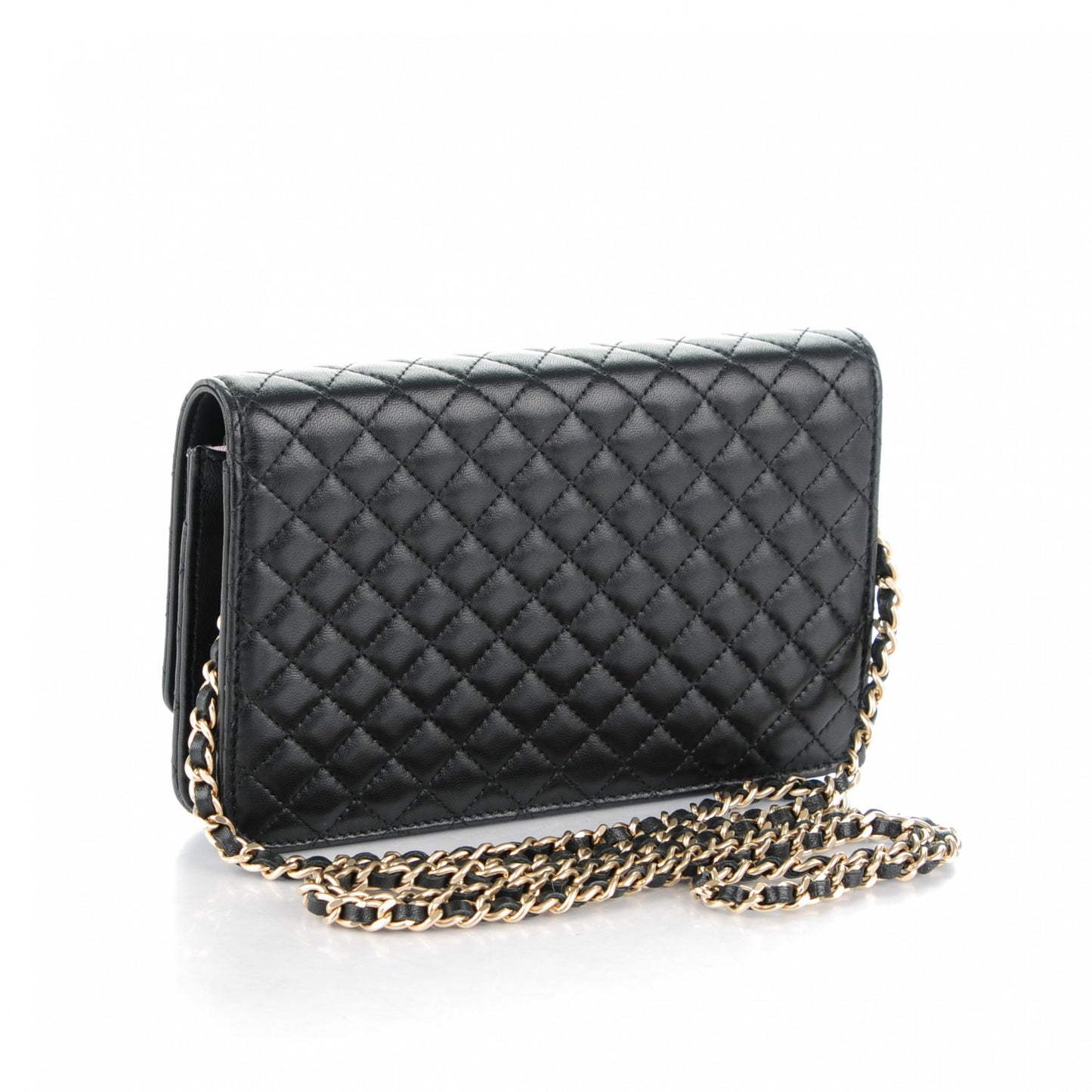 Lambskin Micro Quilted Wallet On Chain WOC Black