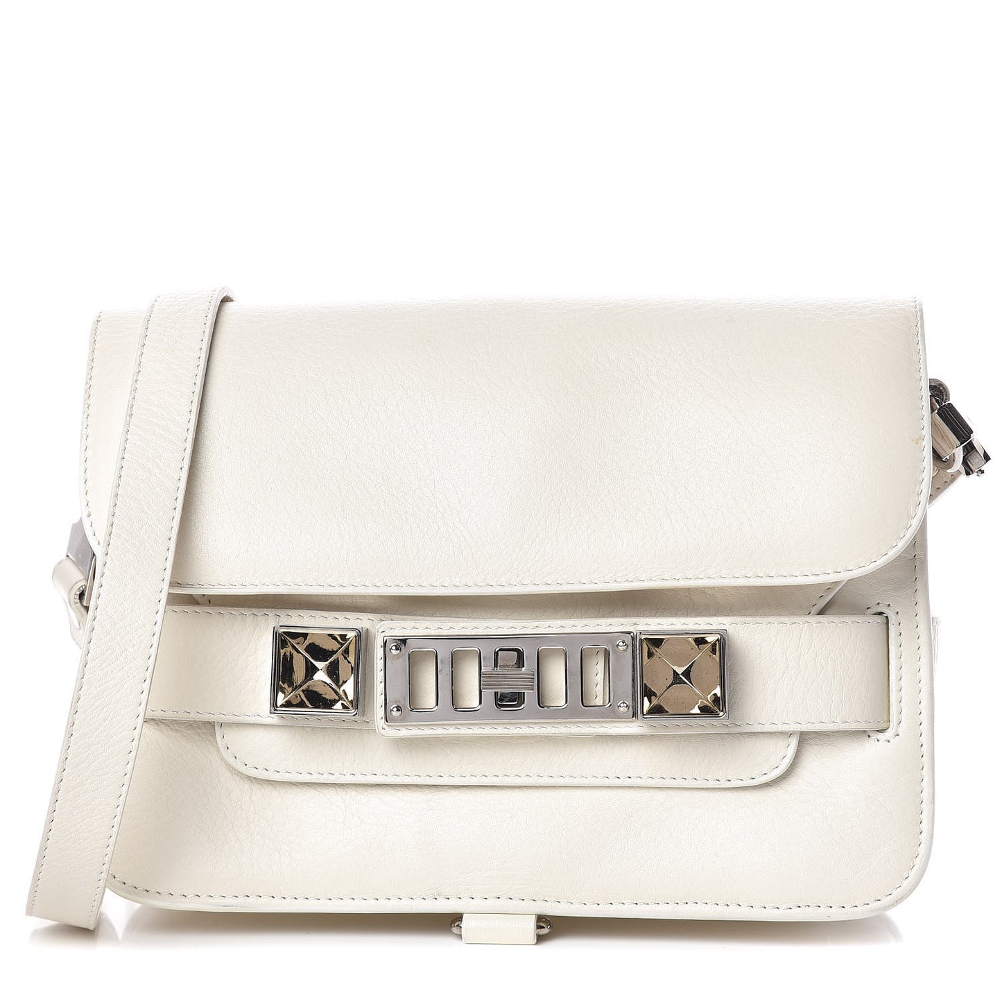 Calfskin Mini PS11 Classic Shoulder Bag White