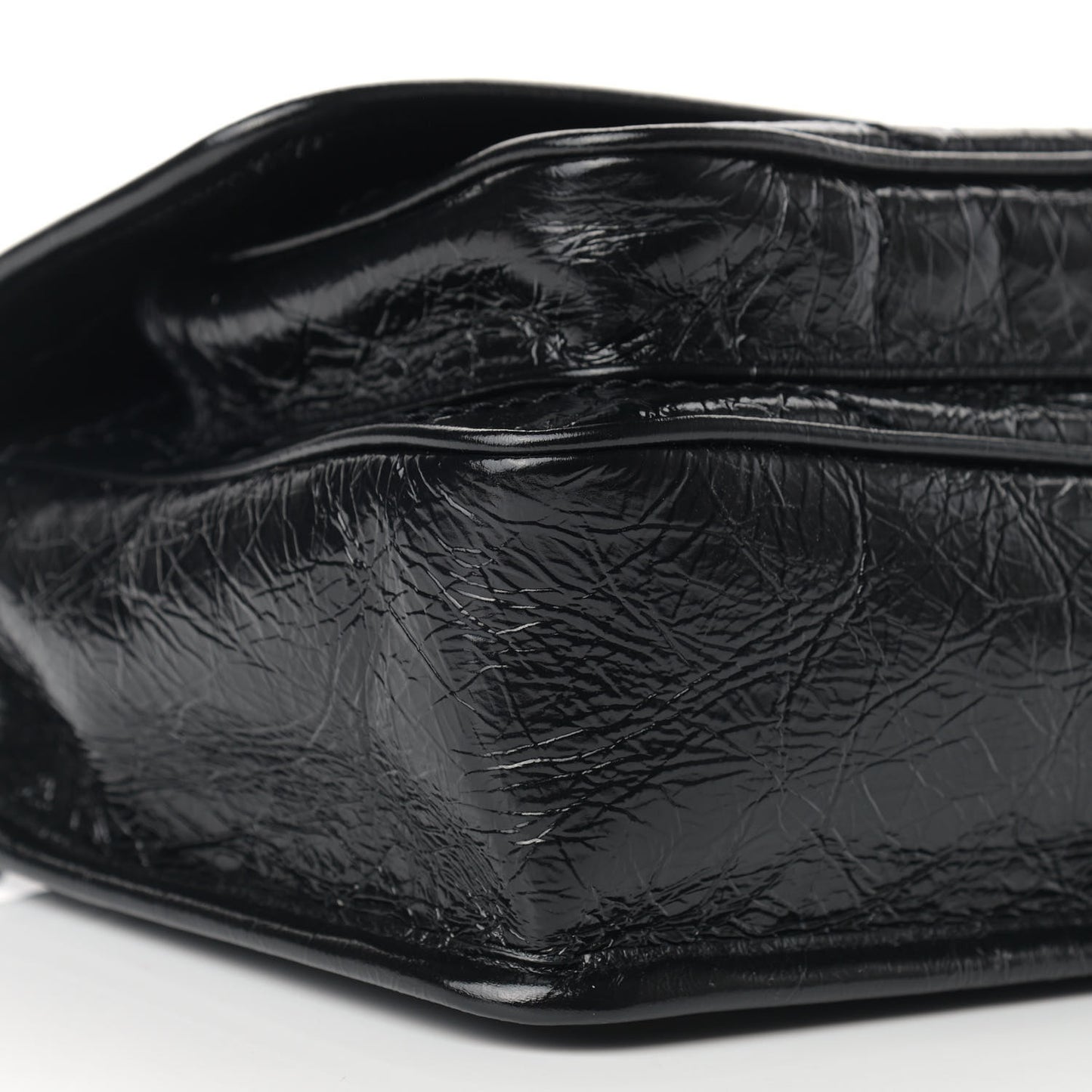 Crinkled Calfskin Matelasse Monogram Baby Niki Chain Satchel Black