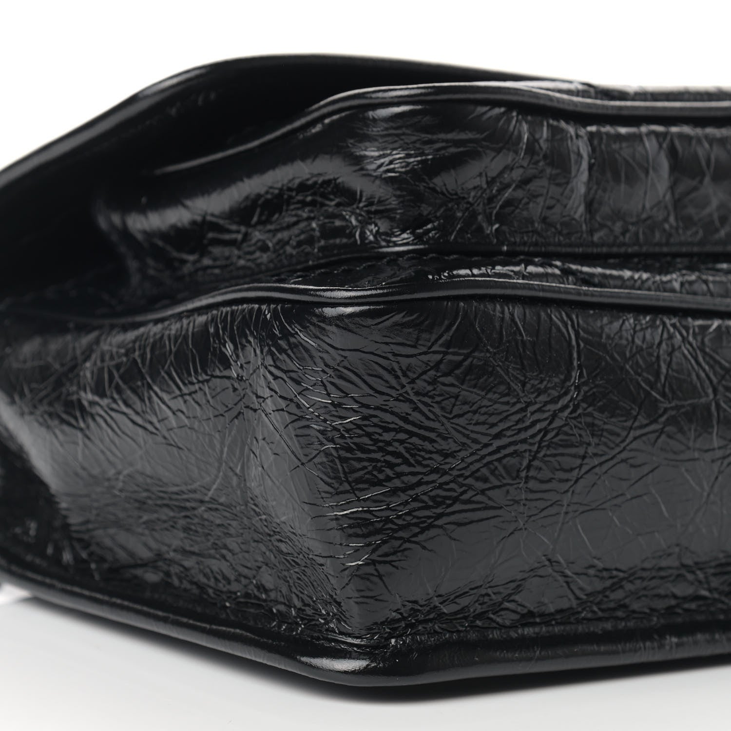 Saint Laurent Crinkled Calfskin Matelasse Monogram Baby Niki Chain Satchel Black 8 of 10