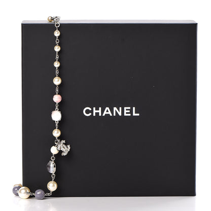 Chanel Pearl Bead Crystal CC Short Necklace Pink Grey Silver 7 of 7