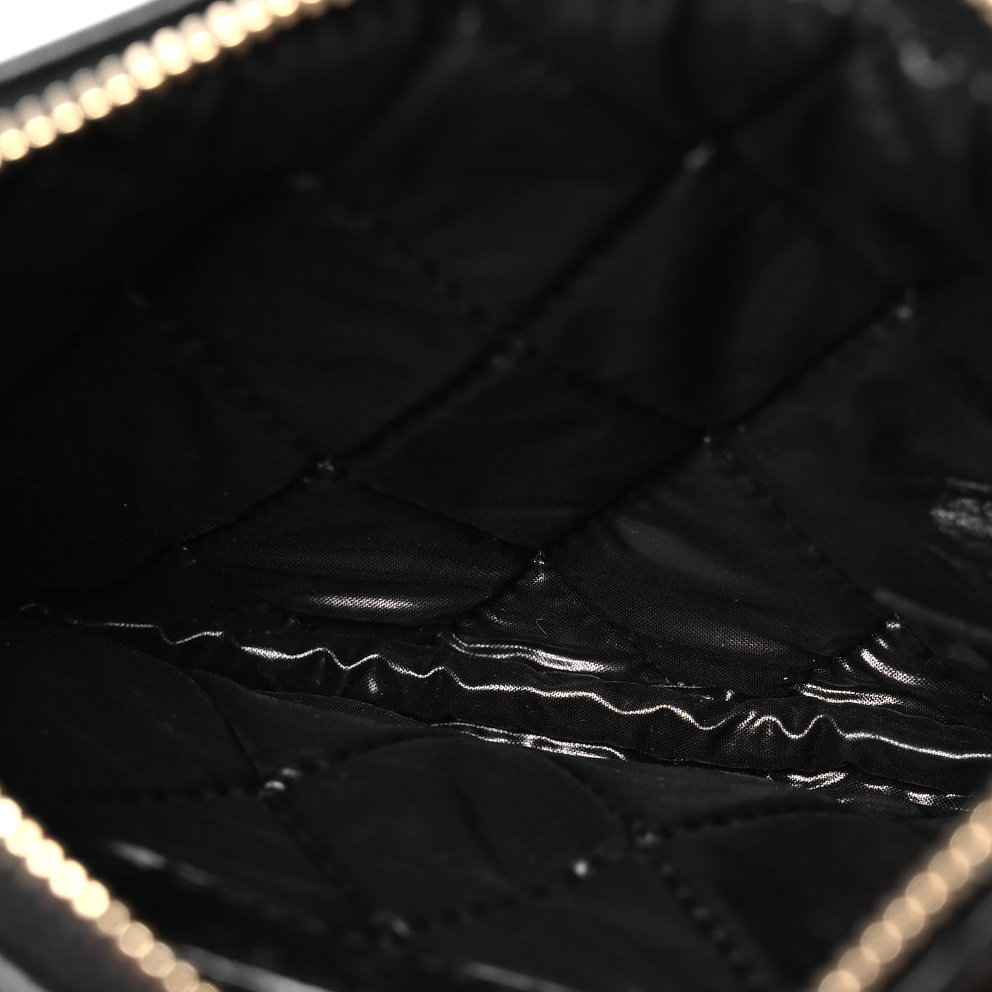 Lambskin Stitched Small Cosmetic Case Black