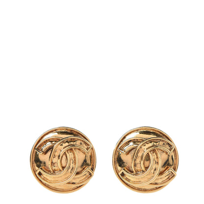 Chanel CC Button Clip On Earrings Gold 1 of 4