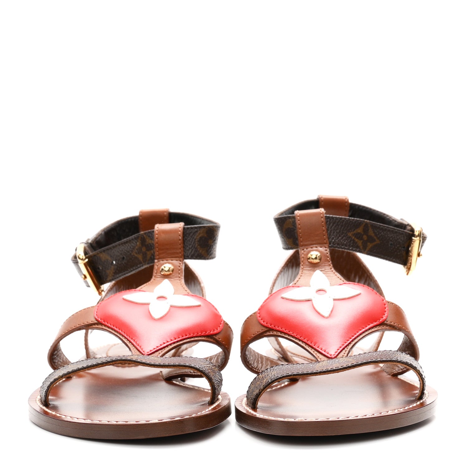 Louis Vuitton Calfskin Game On Playful Flat Sandals 37.5 Brown 3 of 10