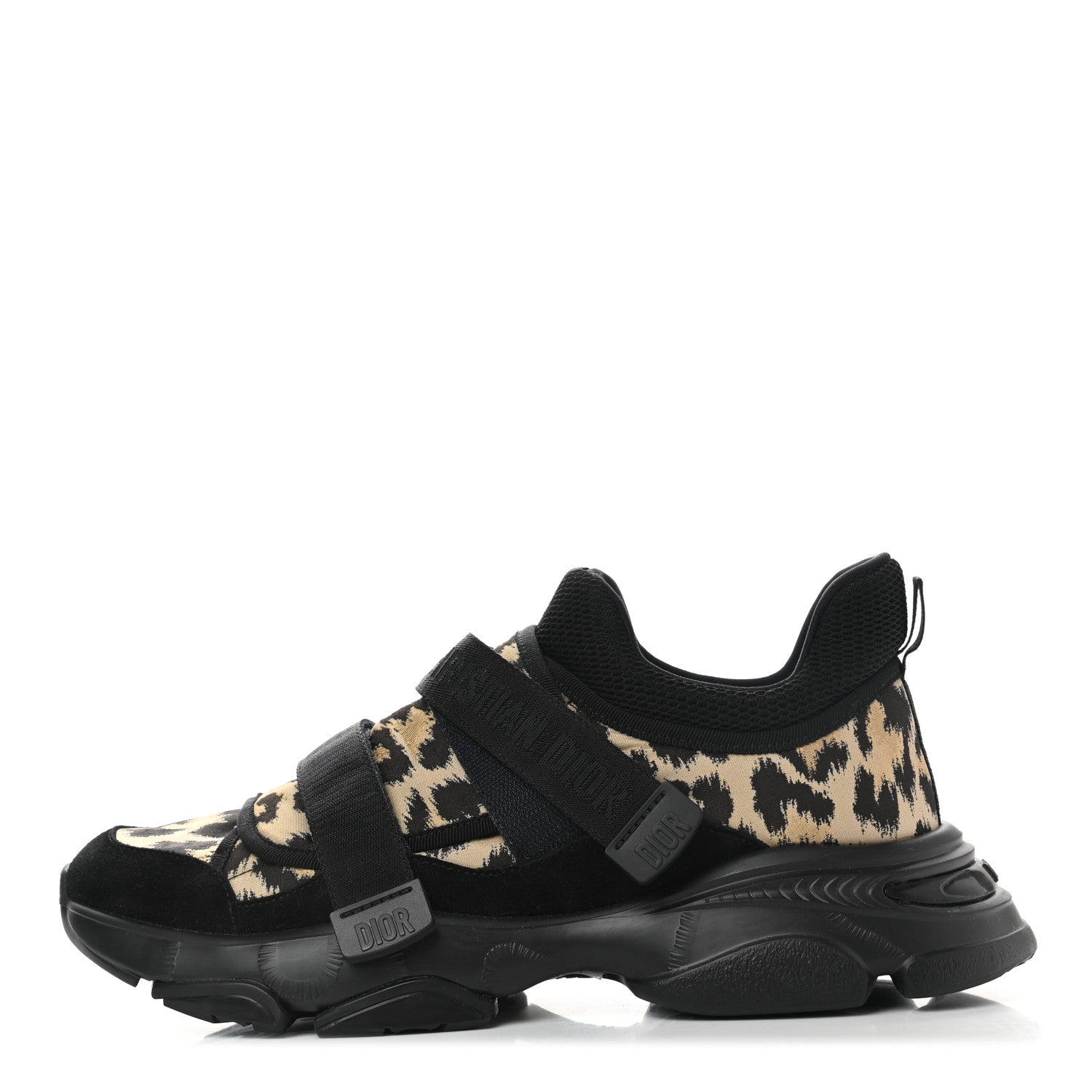 Christian Dior Technical Fabric Nylon Leopard Print Womens D-Wander Sneakers 41 Black 1 of 9