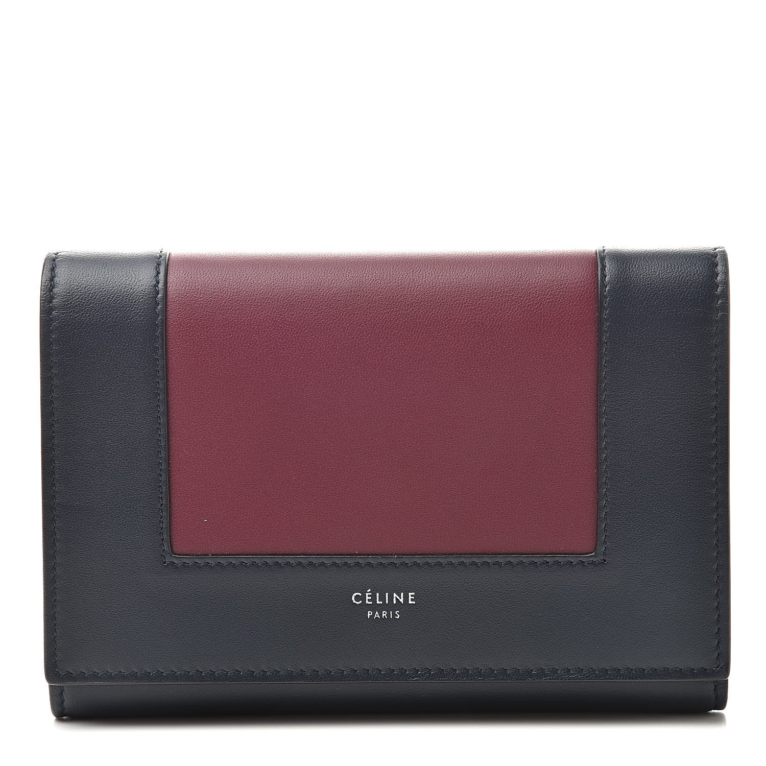Celine Smooth Lambskin Small Frame Multifunction Wallet Steel Blue Plum 1 of 11