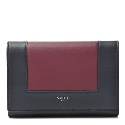 Celine Smooth Lambskin Small Frame Multifunction Wallet Steel Blue Plum 1 of 11