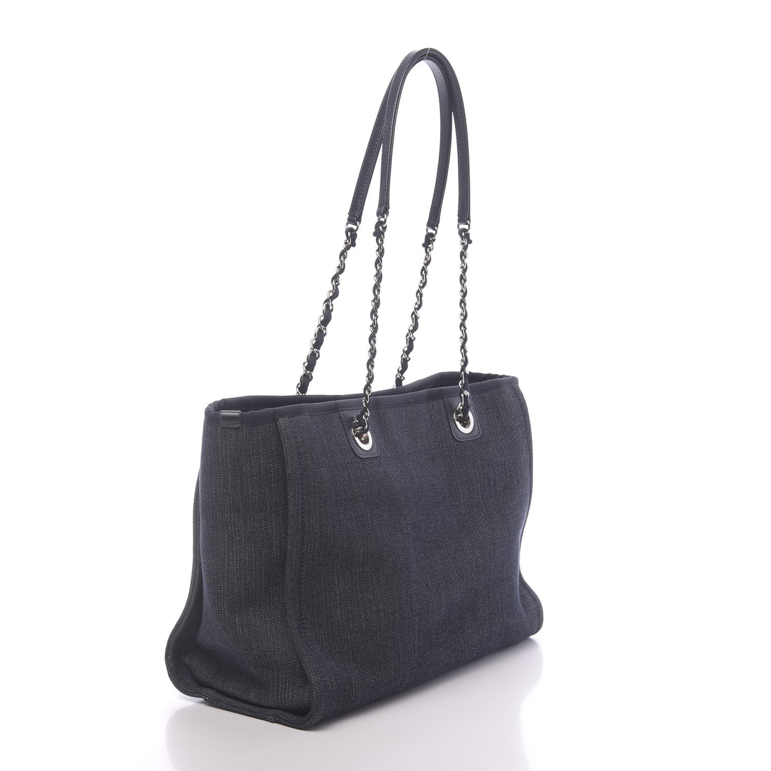 Chanel Denim Small Deauville Tote Blue Orange 3 of 11