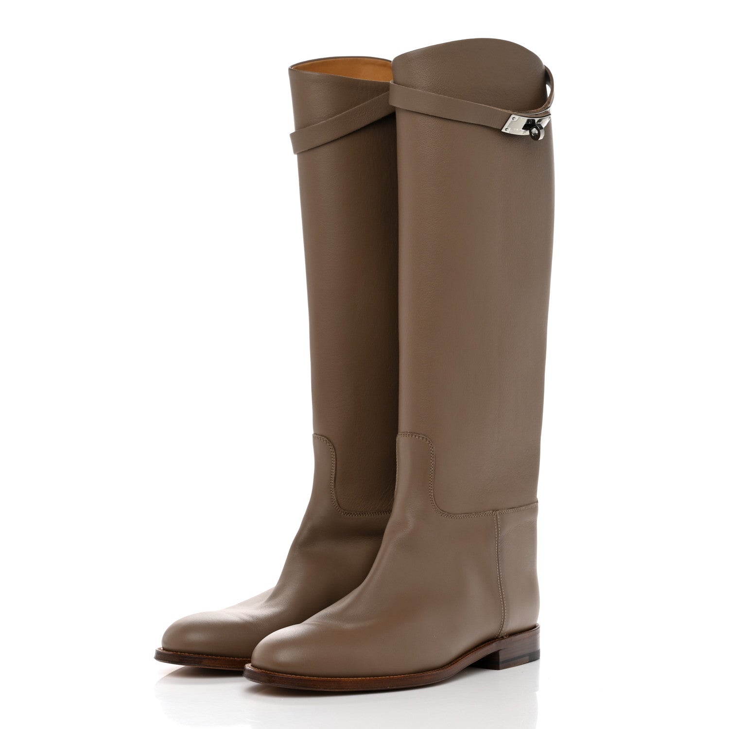Hermes Swift Kelly Jumping Boots 39 Etoupe 3 of 9