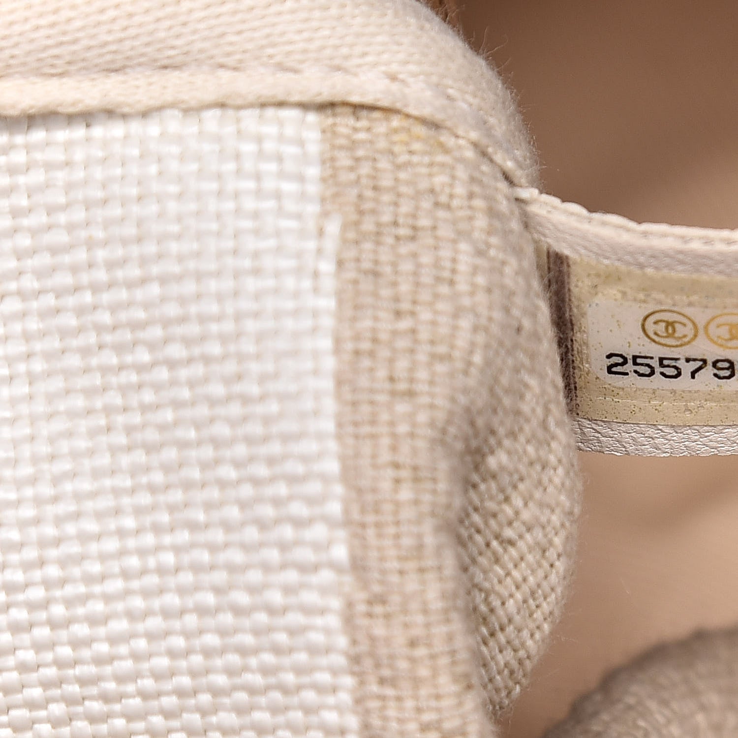 Chanel Canvas Large Shopping Tote White Beige 7 of 12