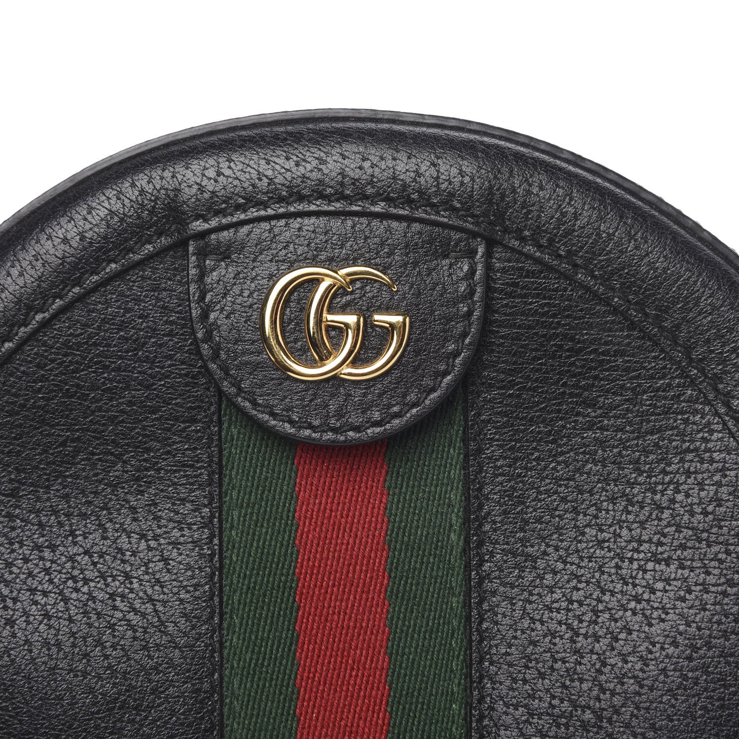 Gucci Grained Calfskin Web Mini Ophidia Round Shoulder Bag Black 8 of 11