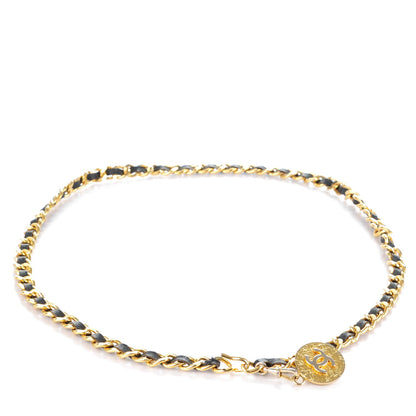 Chanel Lambskin Chain Medallion Belt Gold Black 1 of 5