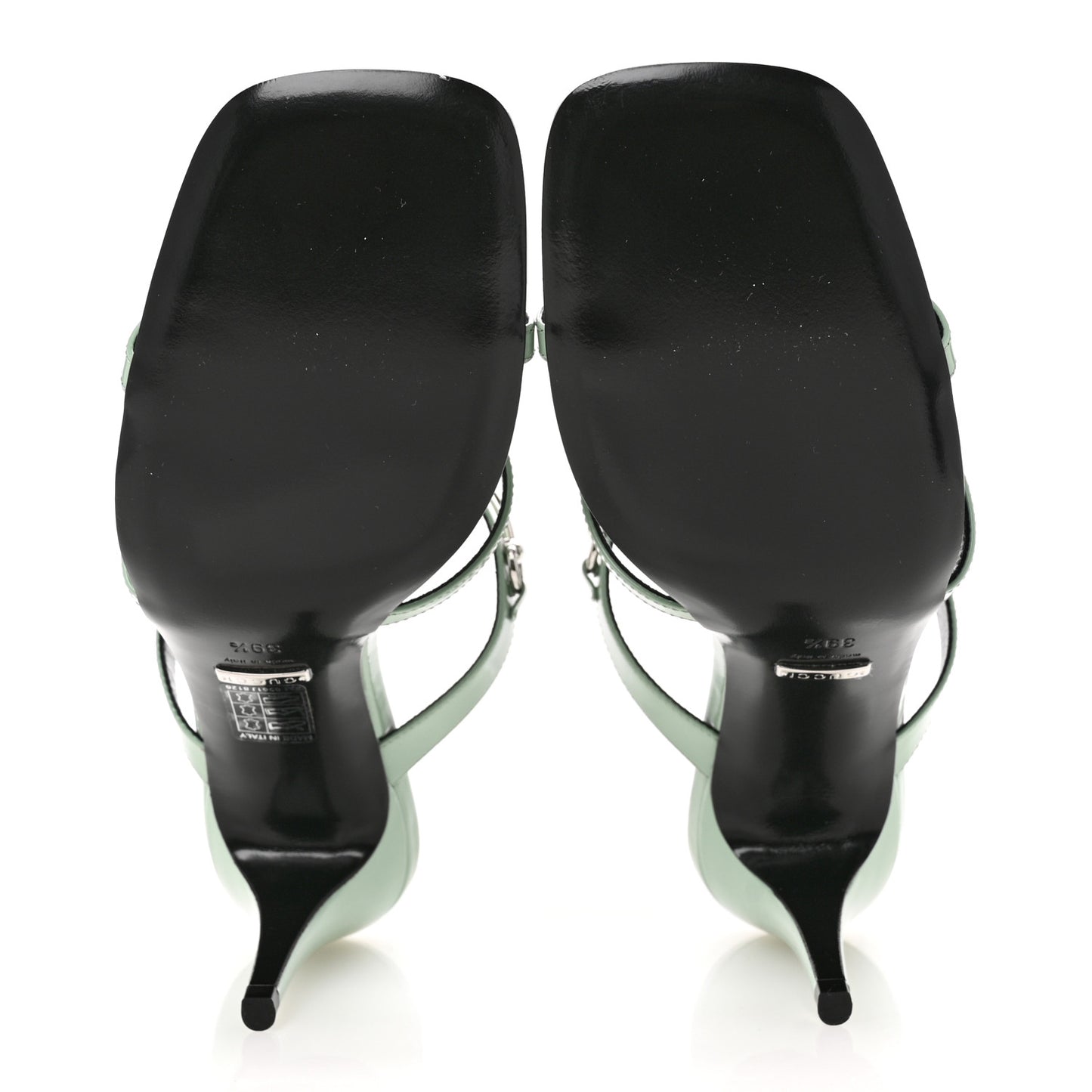Regent Calfskin Horsebit Mid Heel Sandals 40 Mystic White 39.5 Pacific Green