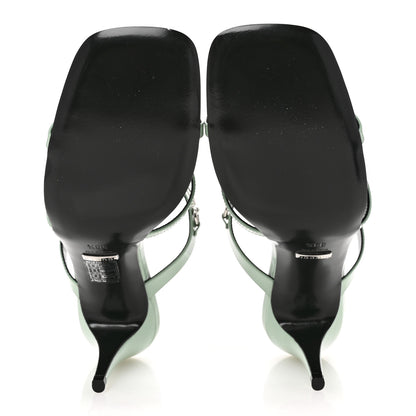 Gucci Regent Calfskin Horsebit Mid Heel Sandals 40 Mystic White 39.5 Pacific Green 6 of 10