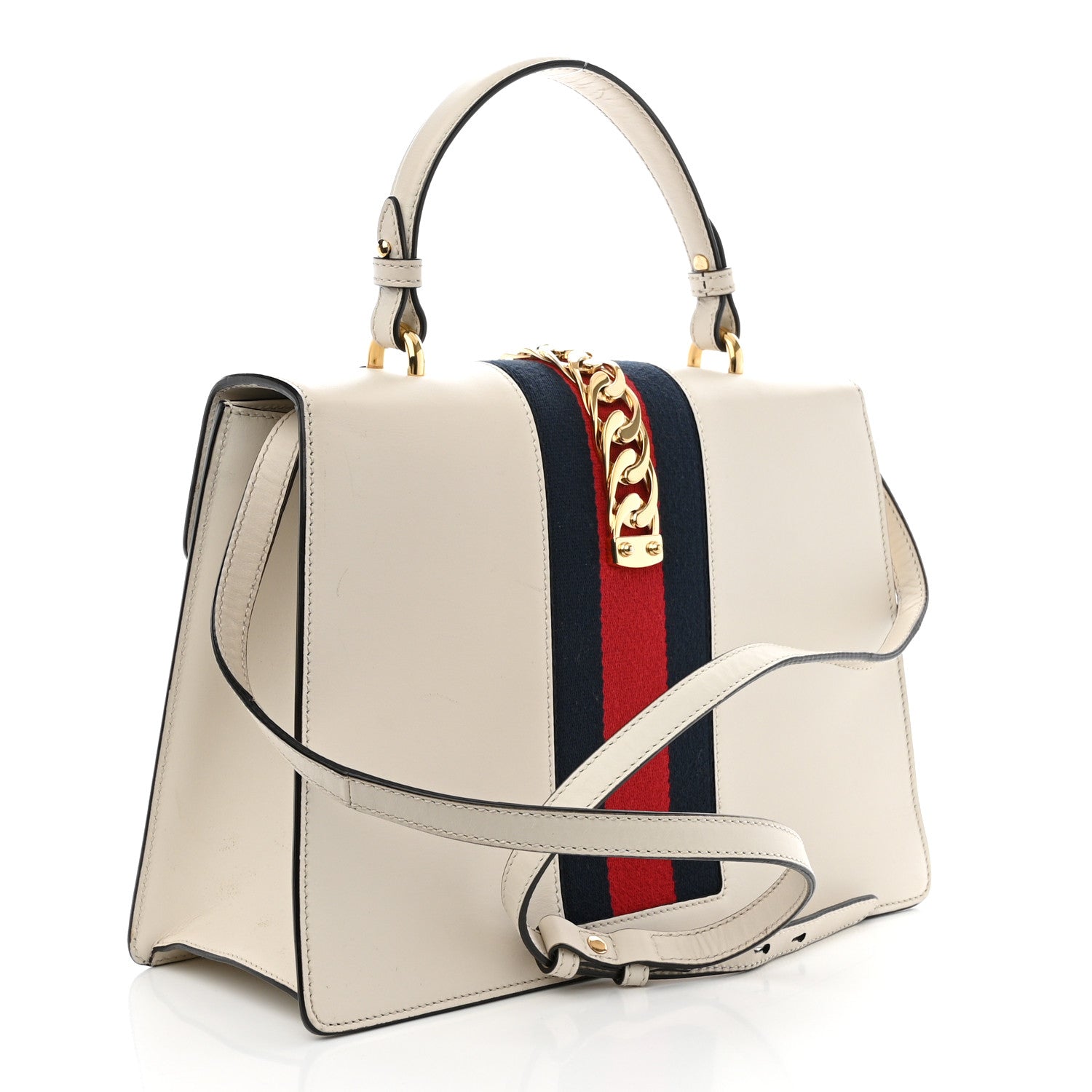 Gucci Calfskin Floral Medium Sylvie Top Handle Bag Off White 3 of 11