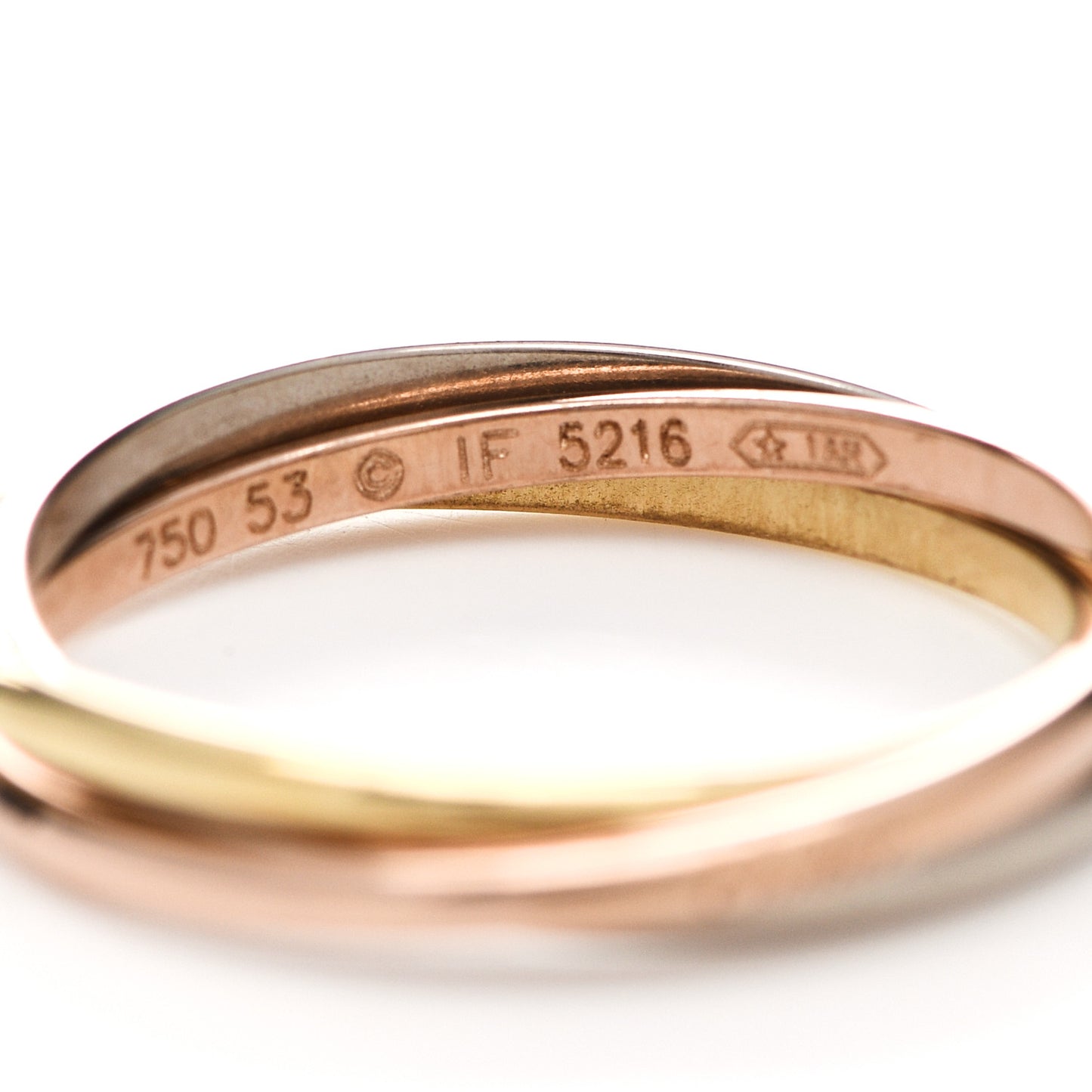 18K Pink Yellow White Gold Extra Small Cartier Trinity Ring 53 6.25