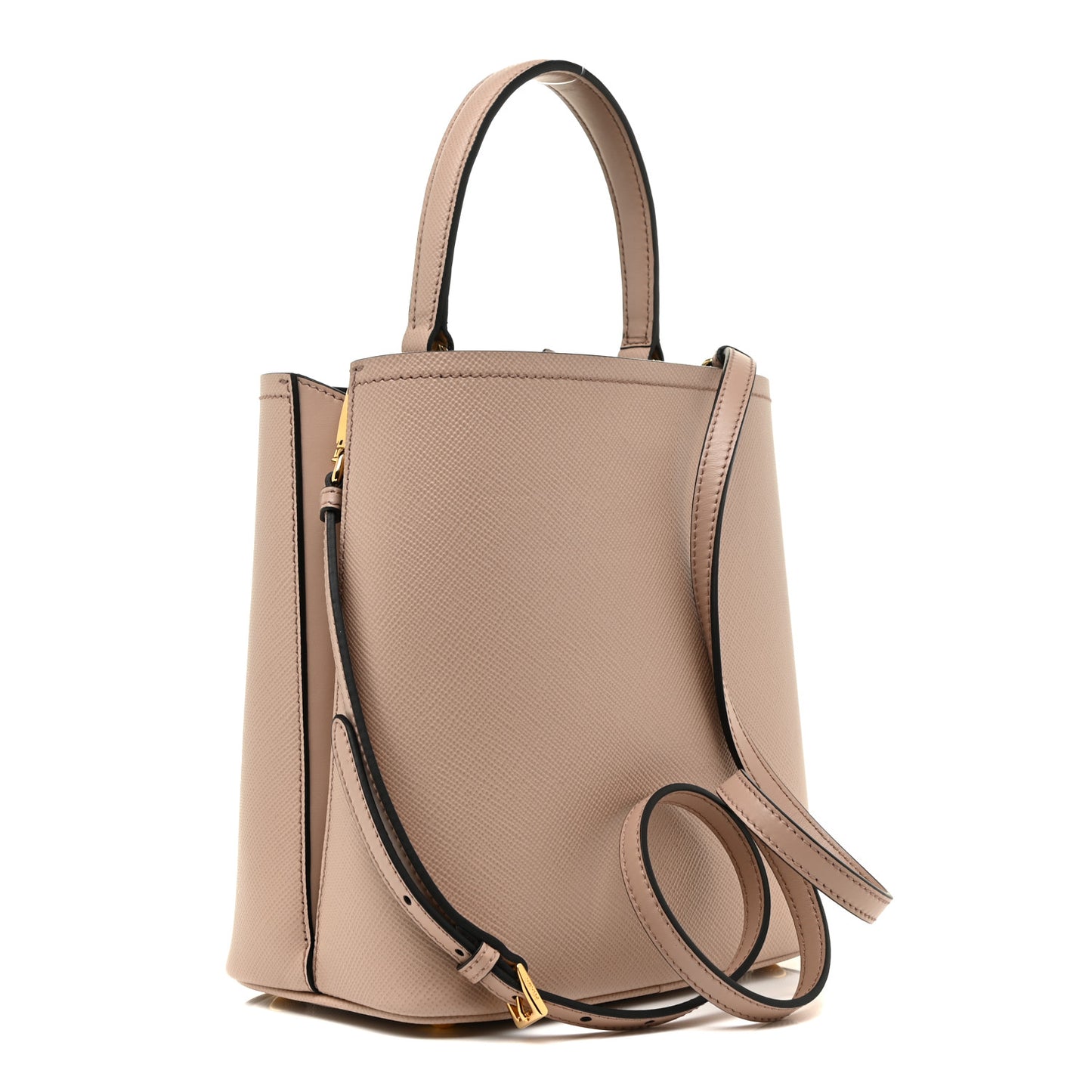 Saffiano Cuir Medium Panier Bucket Bag Cipria Black
