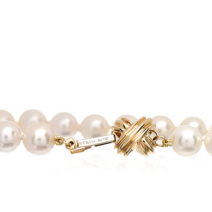 Tiffany 18K Yellow Gold Pearl 7mm Signature Pearls Bracelet 4 of 4