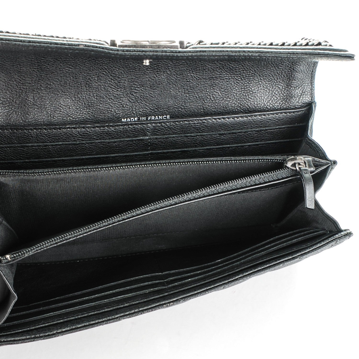 Chanel Calfskin Quilted Boy Chain Around Flap Wallet Black 5 of 7